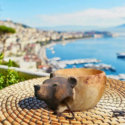 Hand Carved Wooden Animal Mug